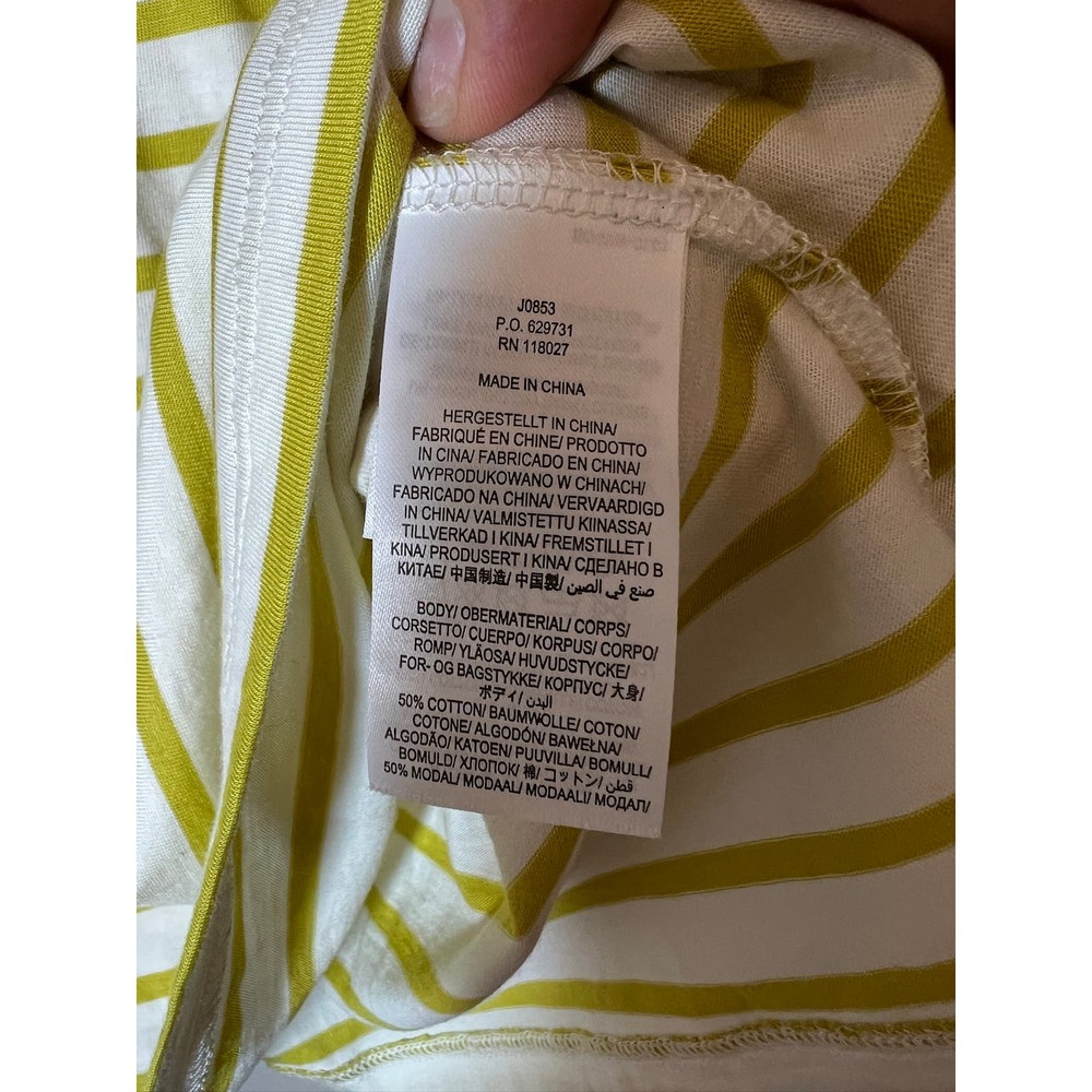 Boden Lime Green and White Striped Peter Pan Collar Top - Picture 7 of 7